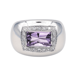 Bague Jonc POIRAY "Thessalie" en or blanc, améthyste et diamants - Castafiore