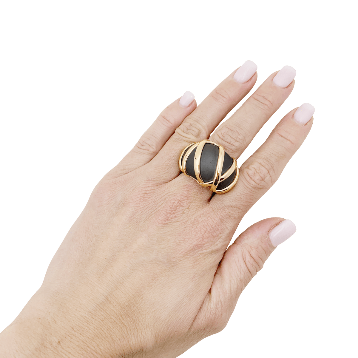 Bague Jonc Pomellato "Titanio" en or rose et titane - Castafiore