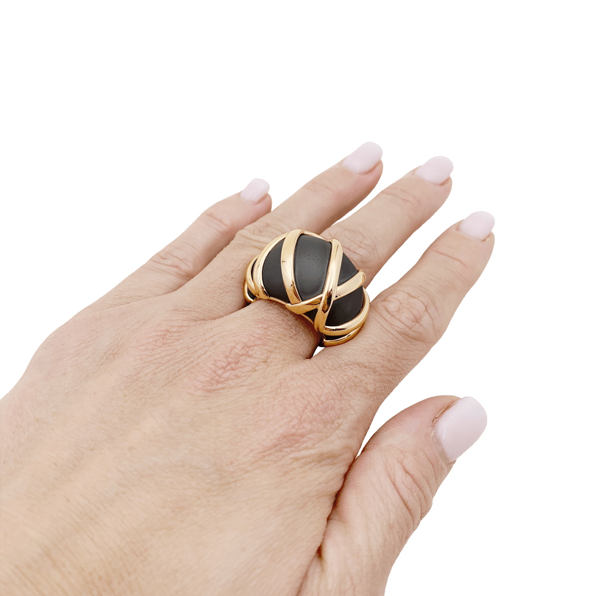 Bague Jonc Pomellato "Titanio" en or rose et titane - Castafiore