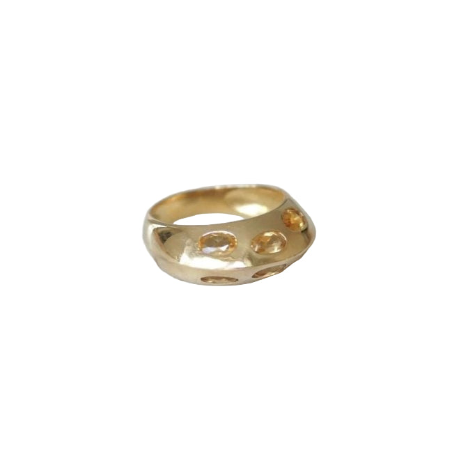 Bague jonc pyramidale or et citrines - Castafiore