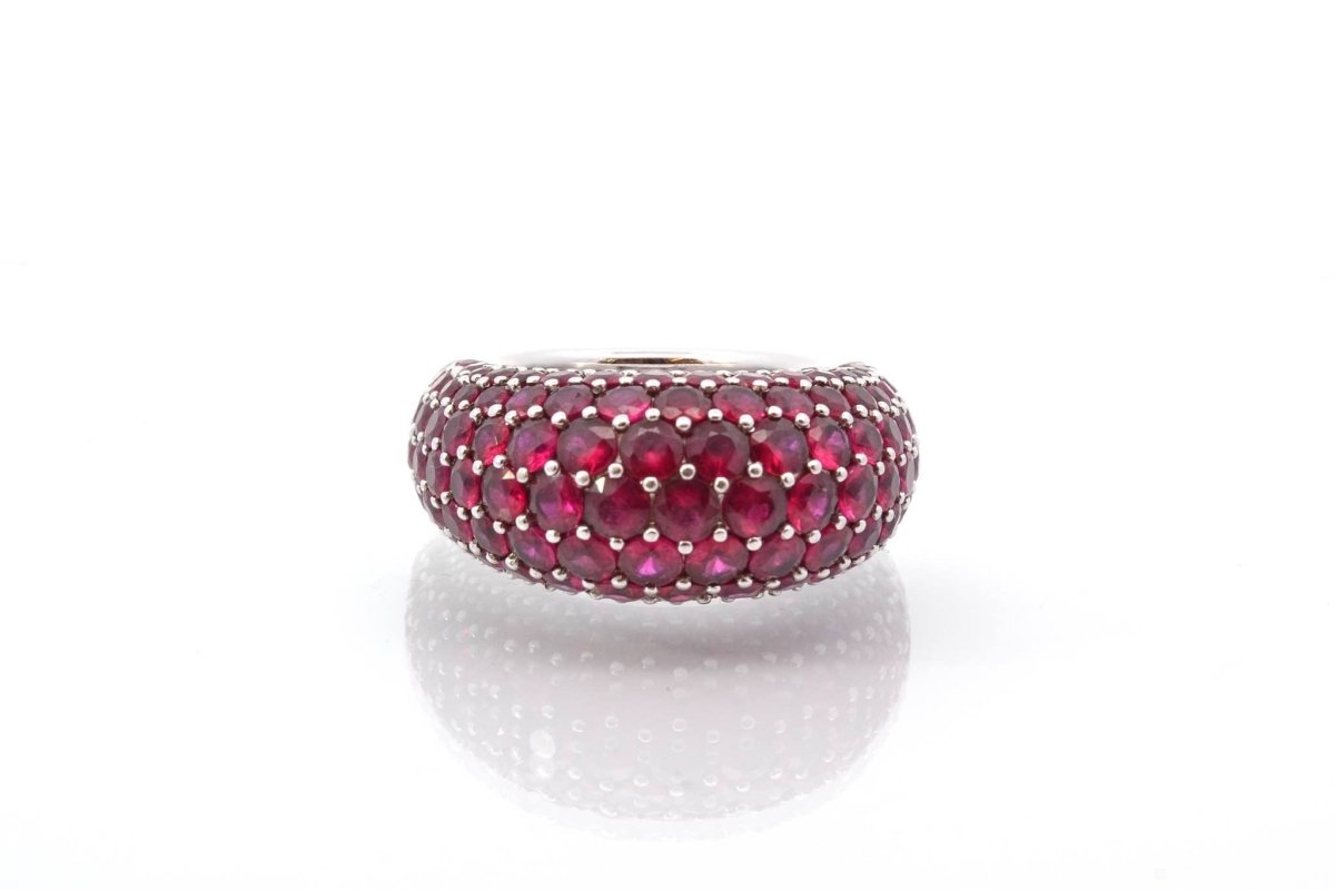 Bague jonc rubis en or blanc 18k - Castafiore