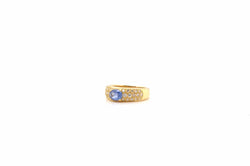 Bague jonc saphir de Ceylan et diamants en or 18k - Castafiore