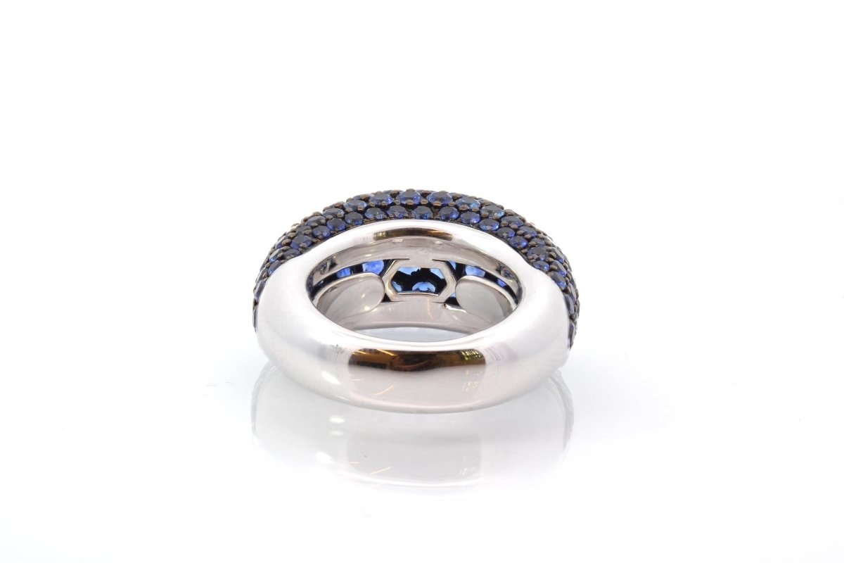 Bague jonc saphirs en or blanc 18k - Castafiore