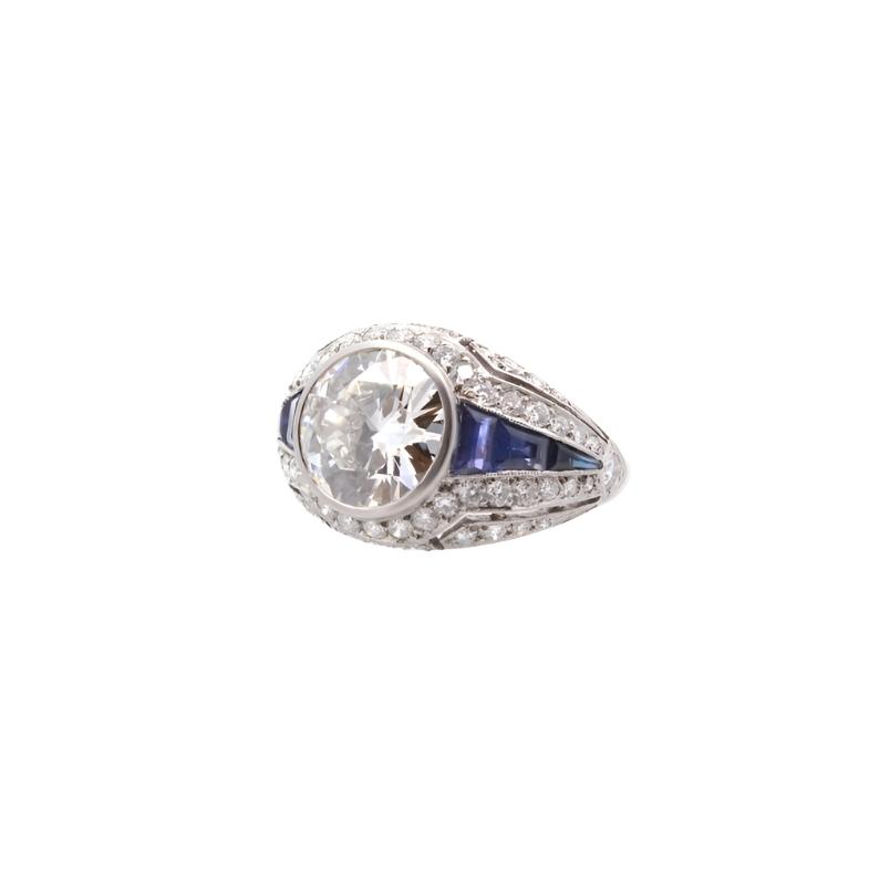 Bague jonc saphirs et diamant de 4,03cts H-VVS2 - Castafiore