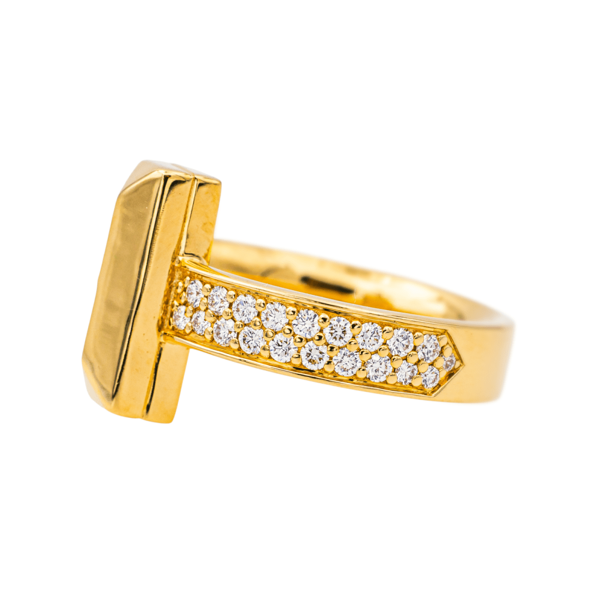 Bague Jonc TIFFANY & CO. "T" en or jaune et diamants - Castafiore