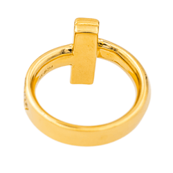 Bague Jonc TIFFANY & CO. "T" en or jaune et diamants - Castafiore