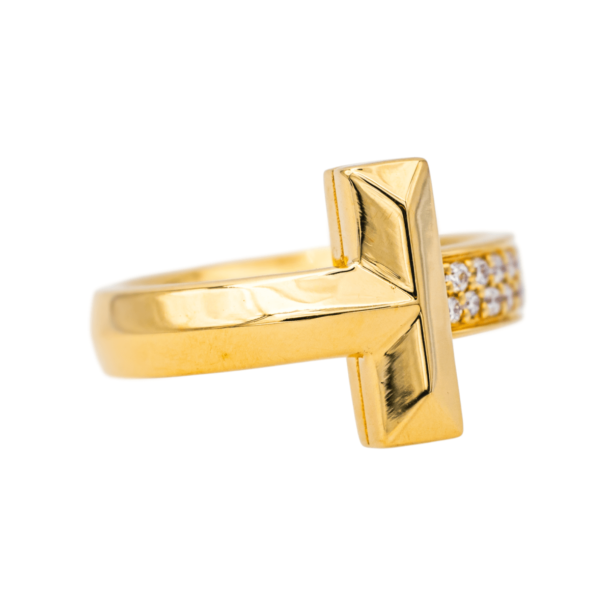 Bague Jonc TIFFANY & CO. "T" en or jaune et diamants - Castafiore