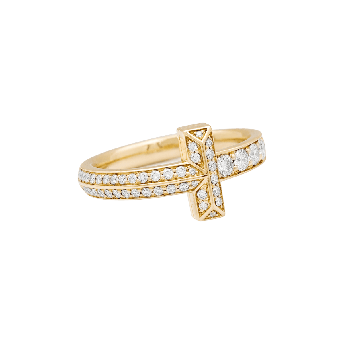 Bague Jonc TIFFANY & CO. "Tiffany T" en or rose et diamants - Castafiore