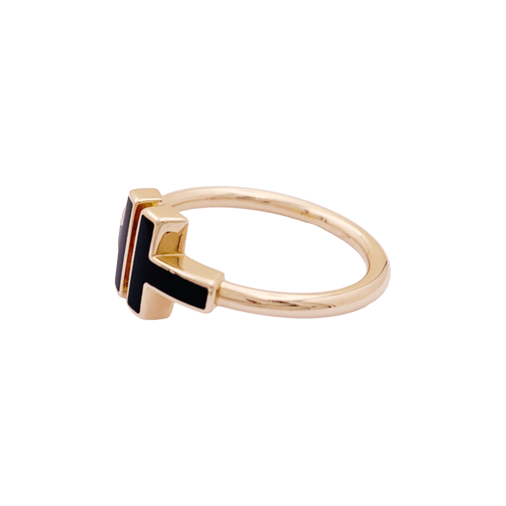 Bague Jonc TIFFANY & CO. "Wire" en or rose et onyx - Castafiore