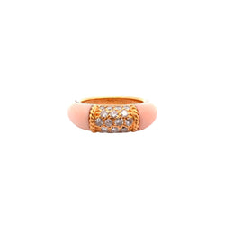 Bague Jonc VAN CLEEF & ARPELS "Philippine" en or jaune, corail et diamants - Castafiore