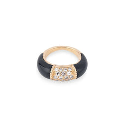 Bague Jonc VAN CLEEF & ARPELS "Philippine" en or jaune, onyx et diamants - Castafiore