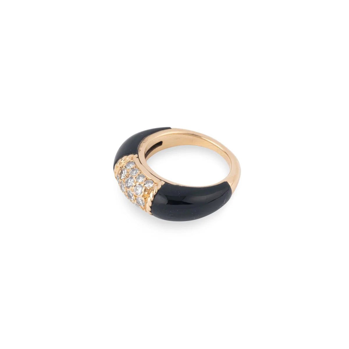 Bague Jonc VAN CLEEF & ARPELS "Philippine" en or jaune, onyx et diamants - Castafiore