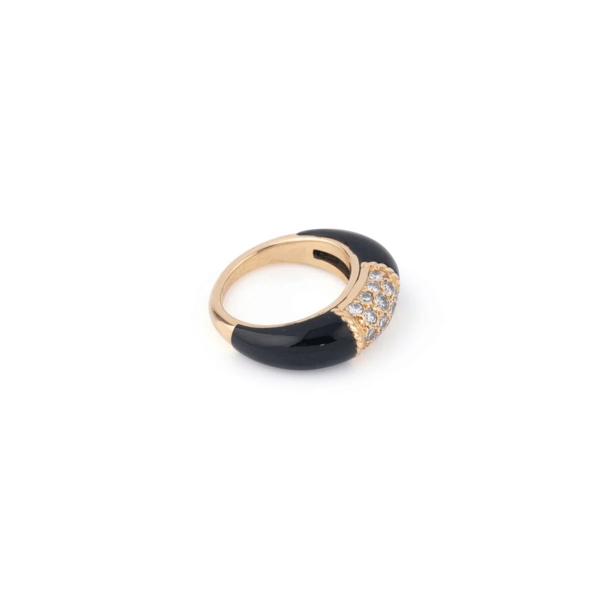 Bague Jonc VAN CLEEF & ARPELS "Philippine" en or jaune, onyx et diamants - Castafiore