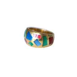 Bague jonc vintage en or jaune et mosaïque, Alain Clozeau - Castafiore