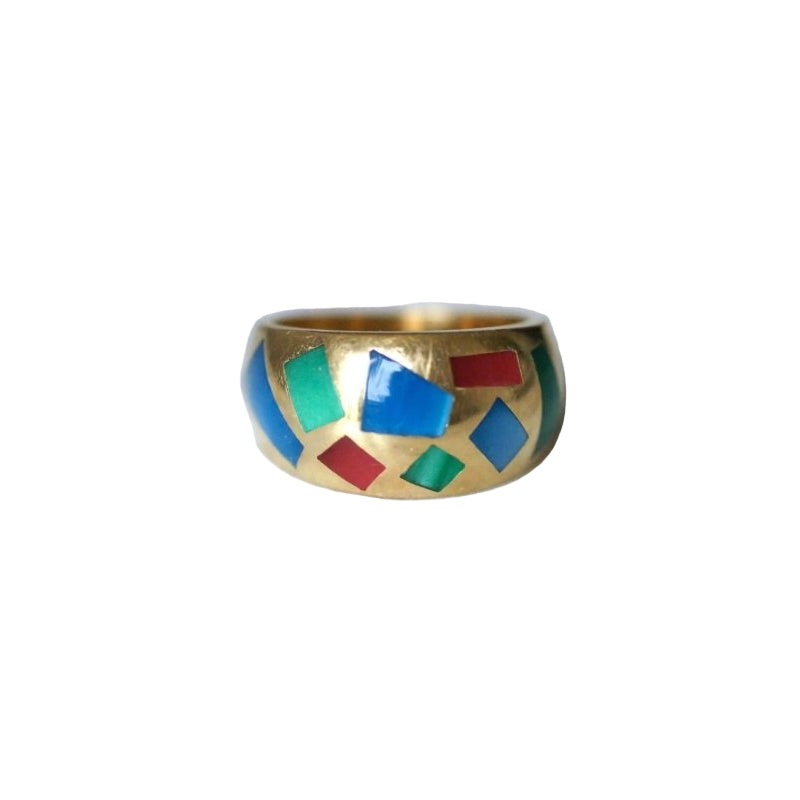 Bague jonc vintage en or jaune et mosaïque, Alain Clozeau - Castafiore