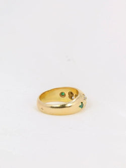 Bague jonc vintage or émeraudes rubis diamants - Castafiore