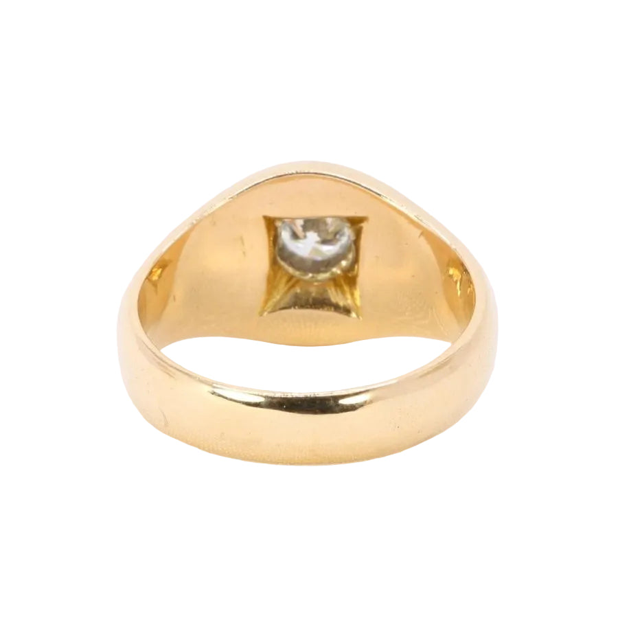 Bague jonc vintage or jaune diamant rond 0,5 carat - Castafiore