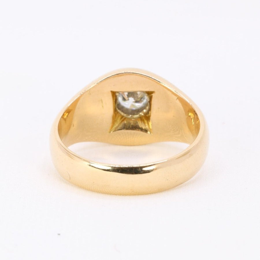 Bague jonc vintage or jaune diamant rond 0,5 carat - Castafiore
