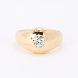 Bague jonc vintage or jaune diamant rond 0,5 carat - Castafiore