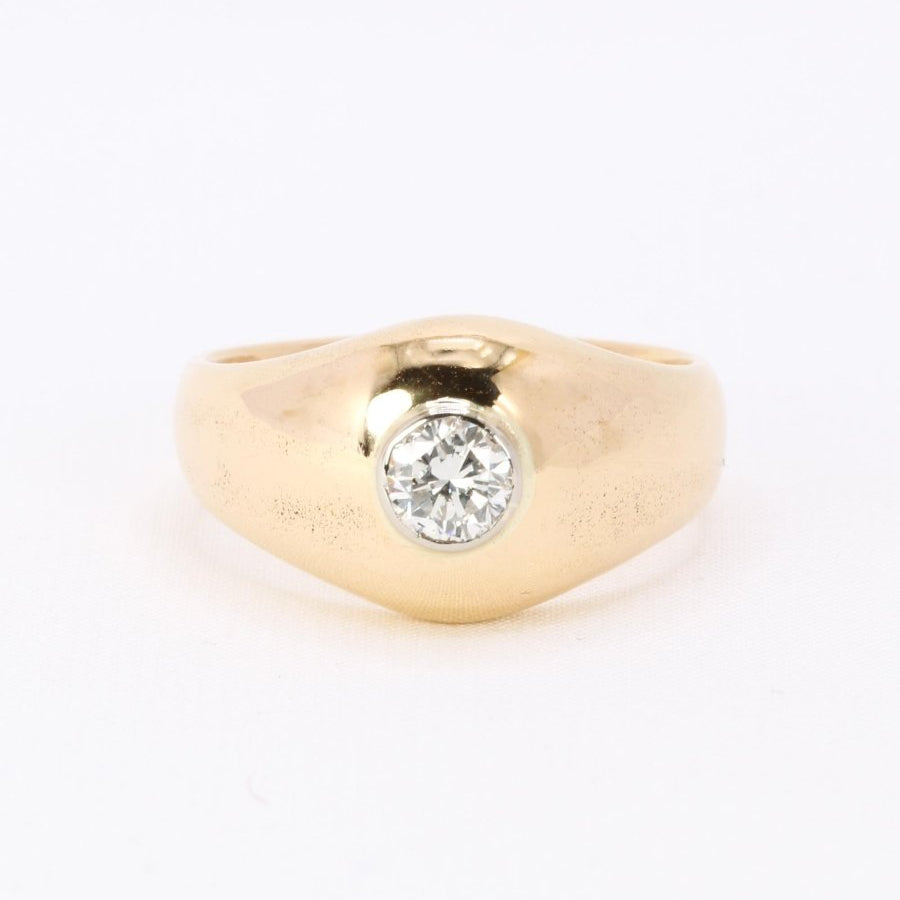 Bague jonc vintage or jaune diamant rond 0,5 carat - Castafiore