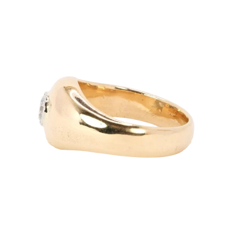 Bague jonc vintage or jaune diamant rond 0,5 carat - Castafiore