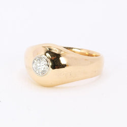Bague jonc vintage or jaune diamant rond 0,5 carat - Castafiore