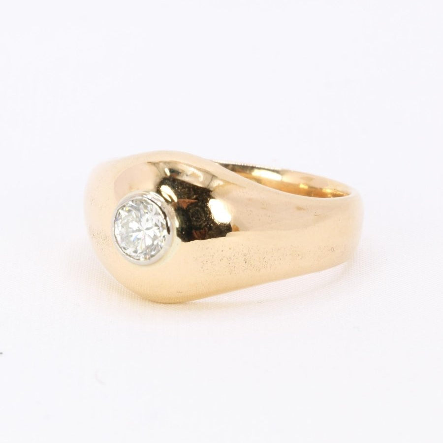 Bague jonc vintage or jaune diamant rond 0,5 carat - Castafiore