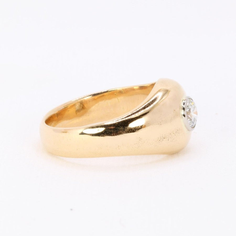 Bague jonc vintage or jaune diamant rond 0,5 carat - Castafiore