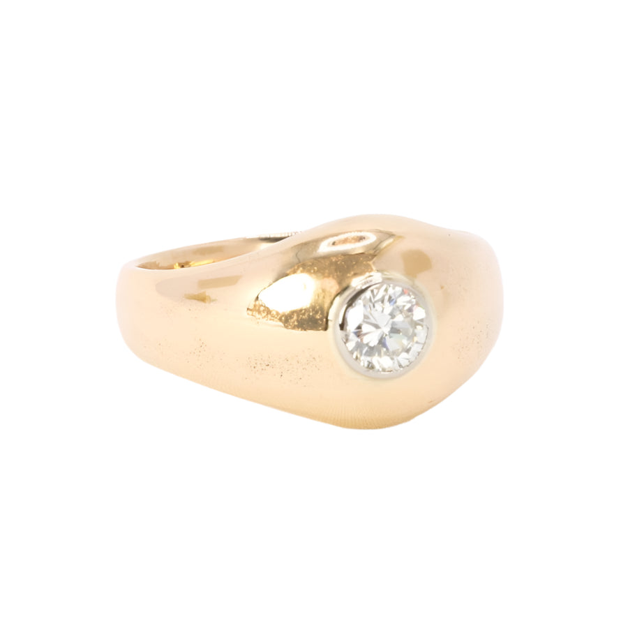 Bague jonc vintage or jaune diamant rond 0,5 carat - Castafiore