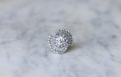Bague Jupe Diamant Baguette 3.34 Cts Or Blanc - Castafiore