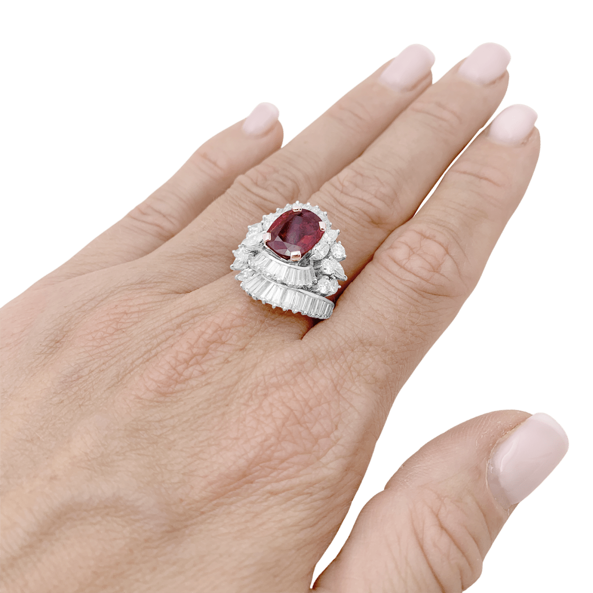 Bague jupe en patine, rubis et diamants - Castafiore