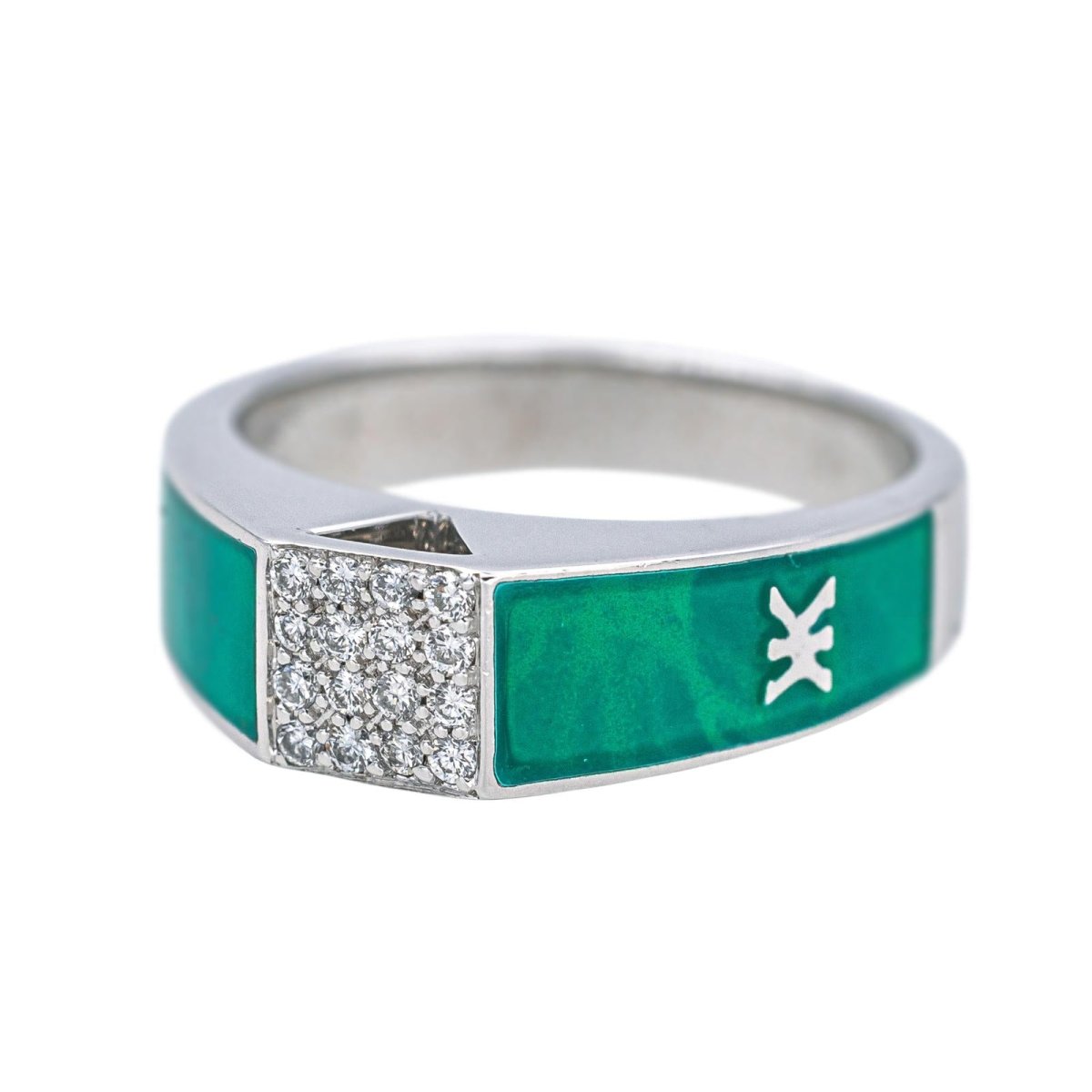 Bague KORLOFF en or blanc, laque et diamants - Castafiore