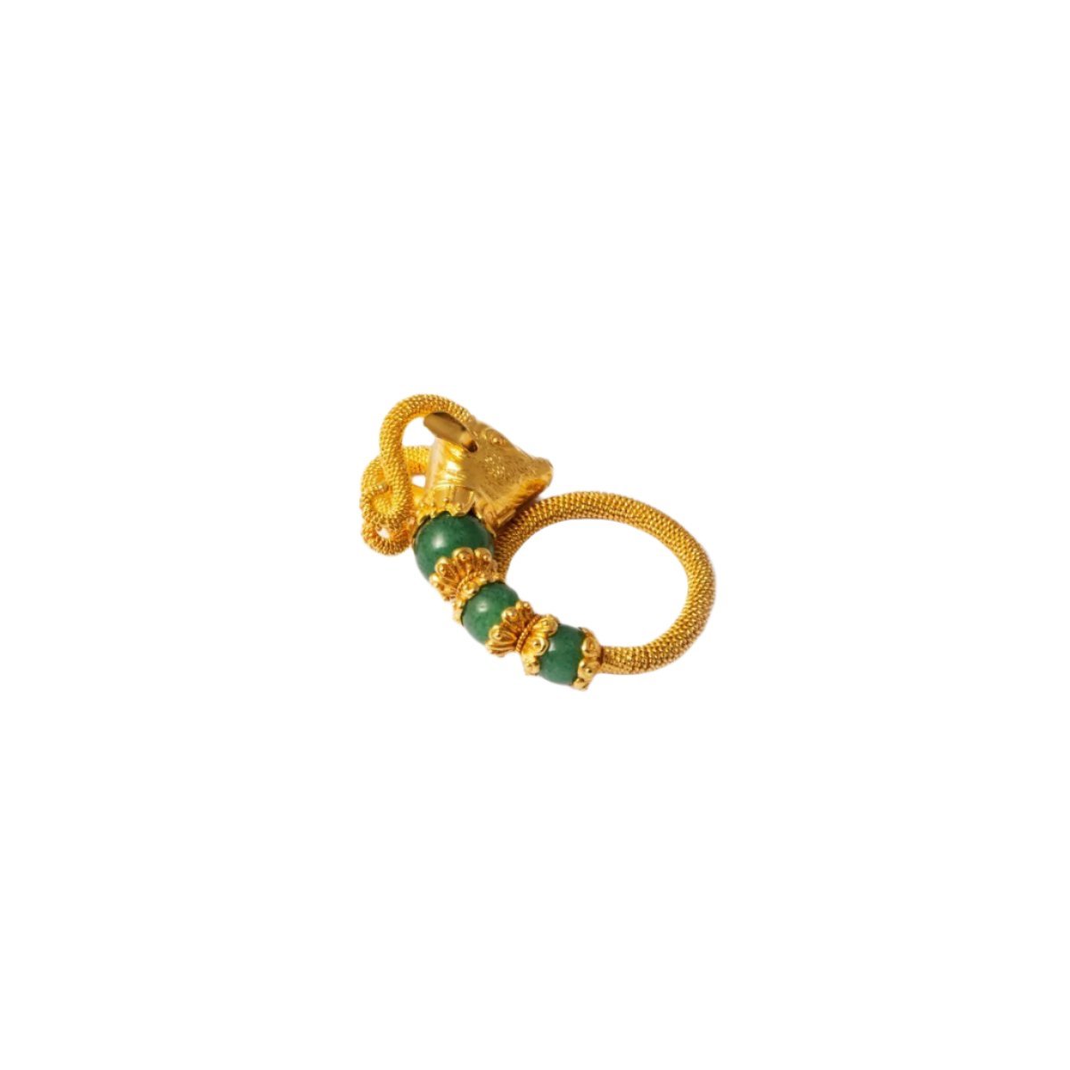 Bague LALAOUNIS "Tête de Bélier" en or jaune et chrysoprase - Castafiore