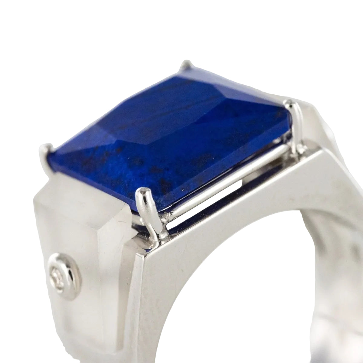Bague lapis lazuli cristal de roche et diamants - Castafiore
