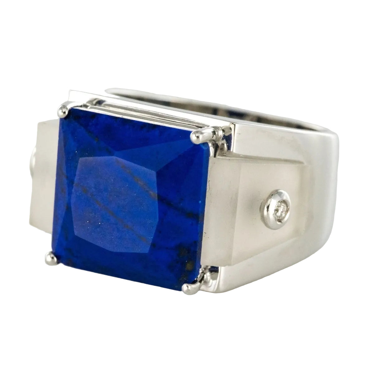 Bague lapis lazuli cristal de roche et diamants - Castafiore