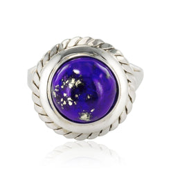Bague lapis lazuli or blanc vintage - Castafiore