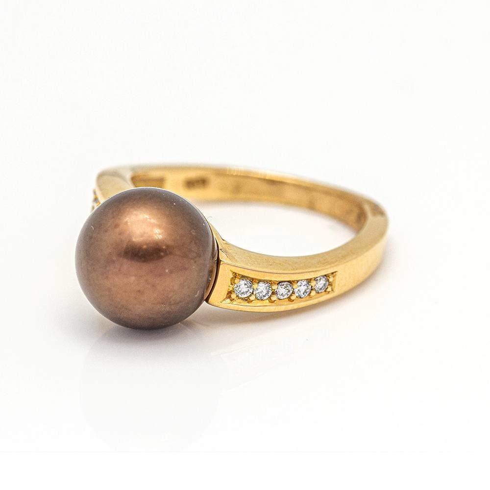 Bague LARGÉ en or, perles et diamants - Castafiore
