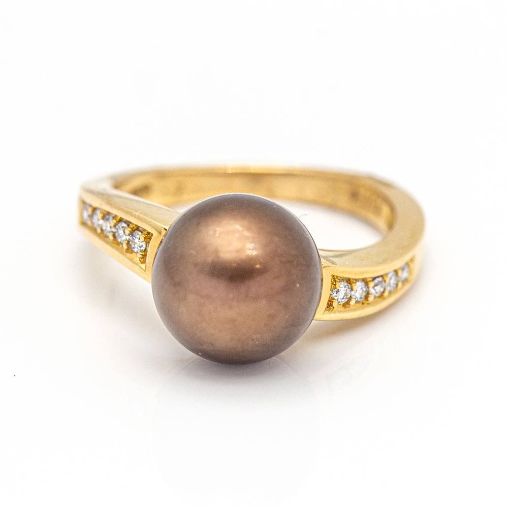 Bague LARGÉ en or, perles et diamants - Castafiore