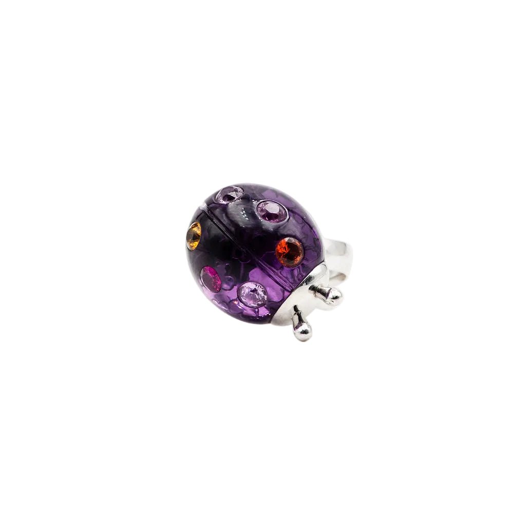 Bague LORENZ BÄUMER "Coccinelle" en or blanc et améthyste - Castafiore