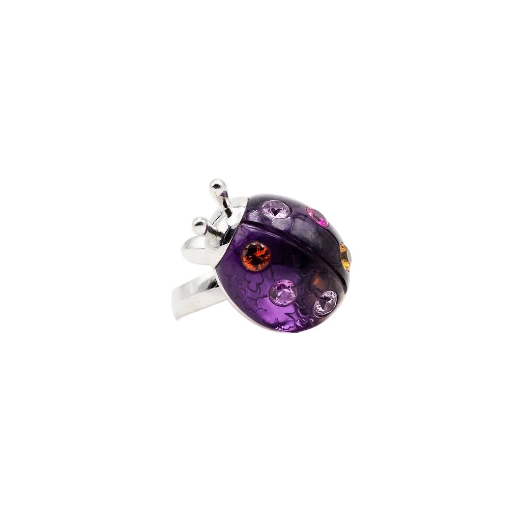 Bague LORENZ BÄUMER Coccinelle en or blanc, améthyste, citrine et saphirs