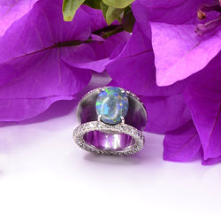 Bague Lorenz Baümer en argent, platine et opale - Castafiore