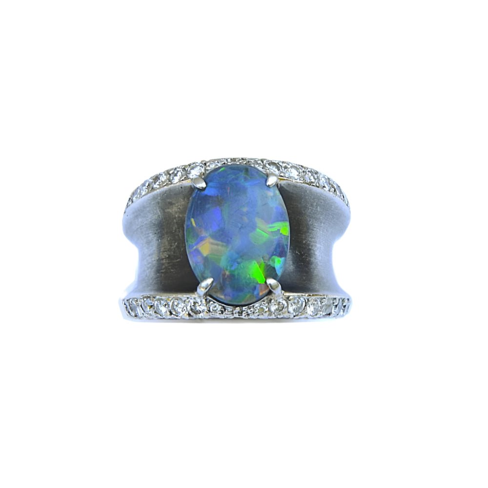 Bague Lorenz Baümer en argent, platine et opale - Castafiore