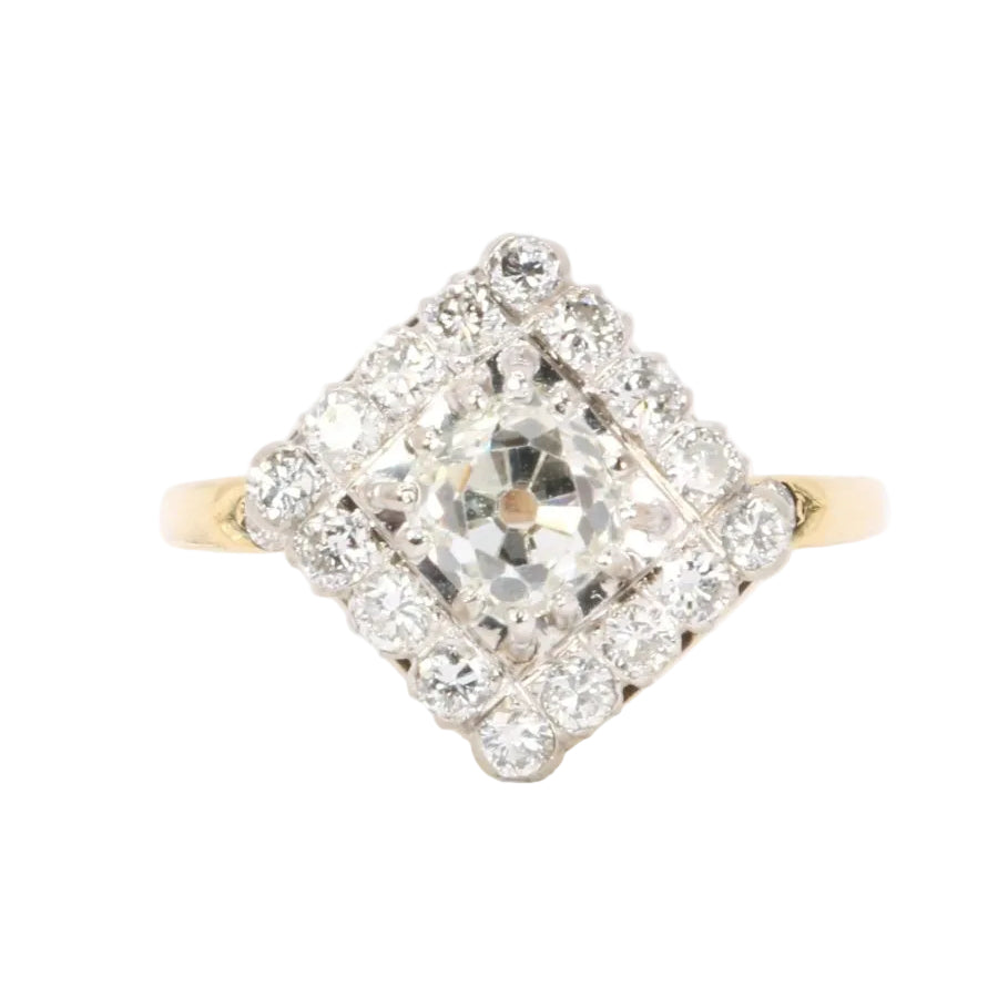 Bague losange en or jaune et platine avec diamant - Castafiore