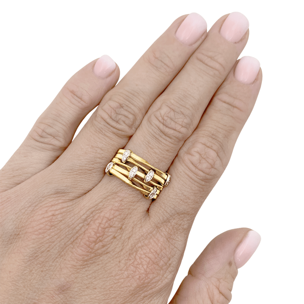 Bague MARCO BICEGO "Marrakech Onde" en or blanc, or jaune et diamants - Castafiore