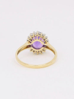 Bague marguerite améthyste ovale diamants - Castafiore