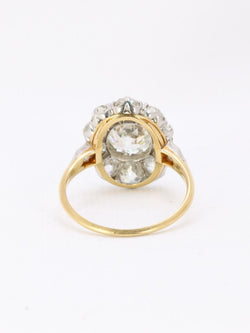 Bague marguerite ancienne diamants taille ancienne 3 carats - Castafiore