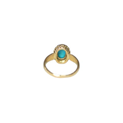 Bague Marguerite Ancienne Turquoise Diamants Or Jaune - Castafiore