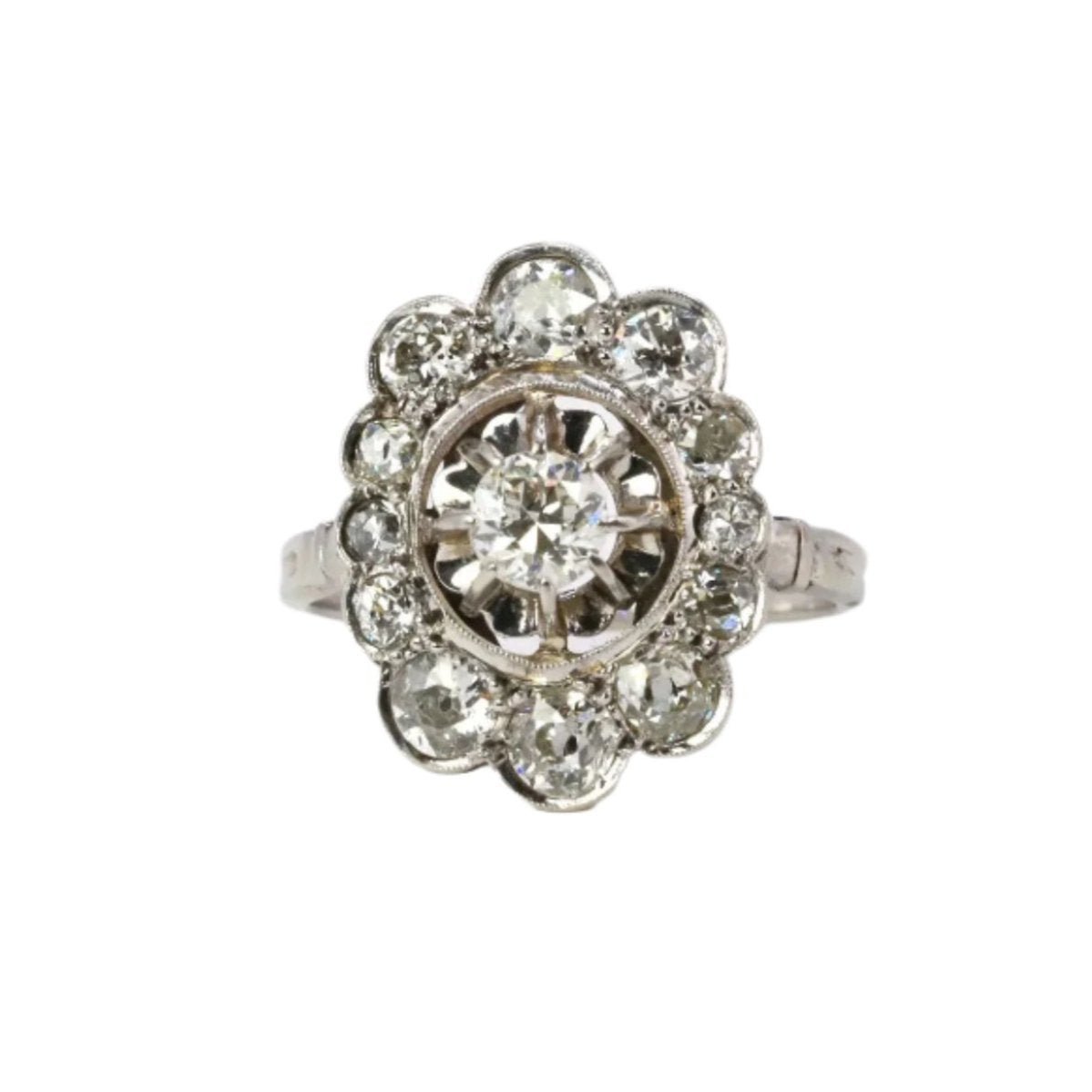 Bague marguerite Art Déco diamants 1,3 carats - Castafiore