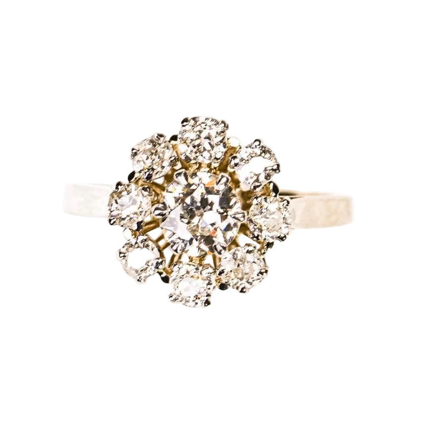 Bague Marguerite diamants en or blanc et platine - Castafiore