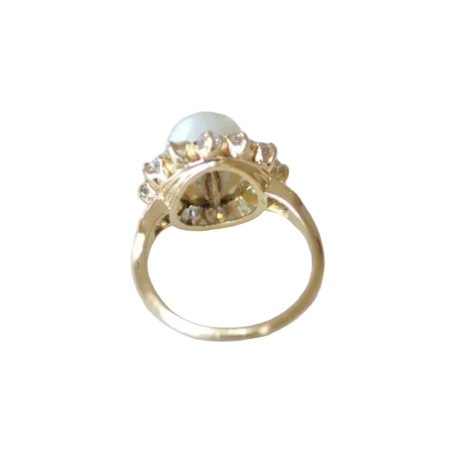Bague marguerite diamants et perle fine - Castafiore